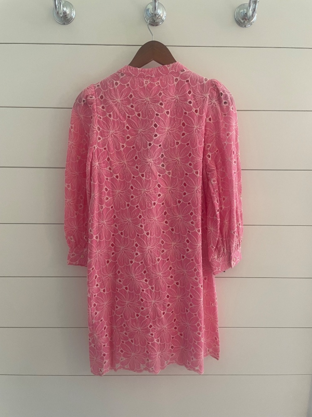Pomander Place x Tuckernuck Pink Eyelet Samantha Dress Small Gold Button Mini - Picture 8 of 8